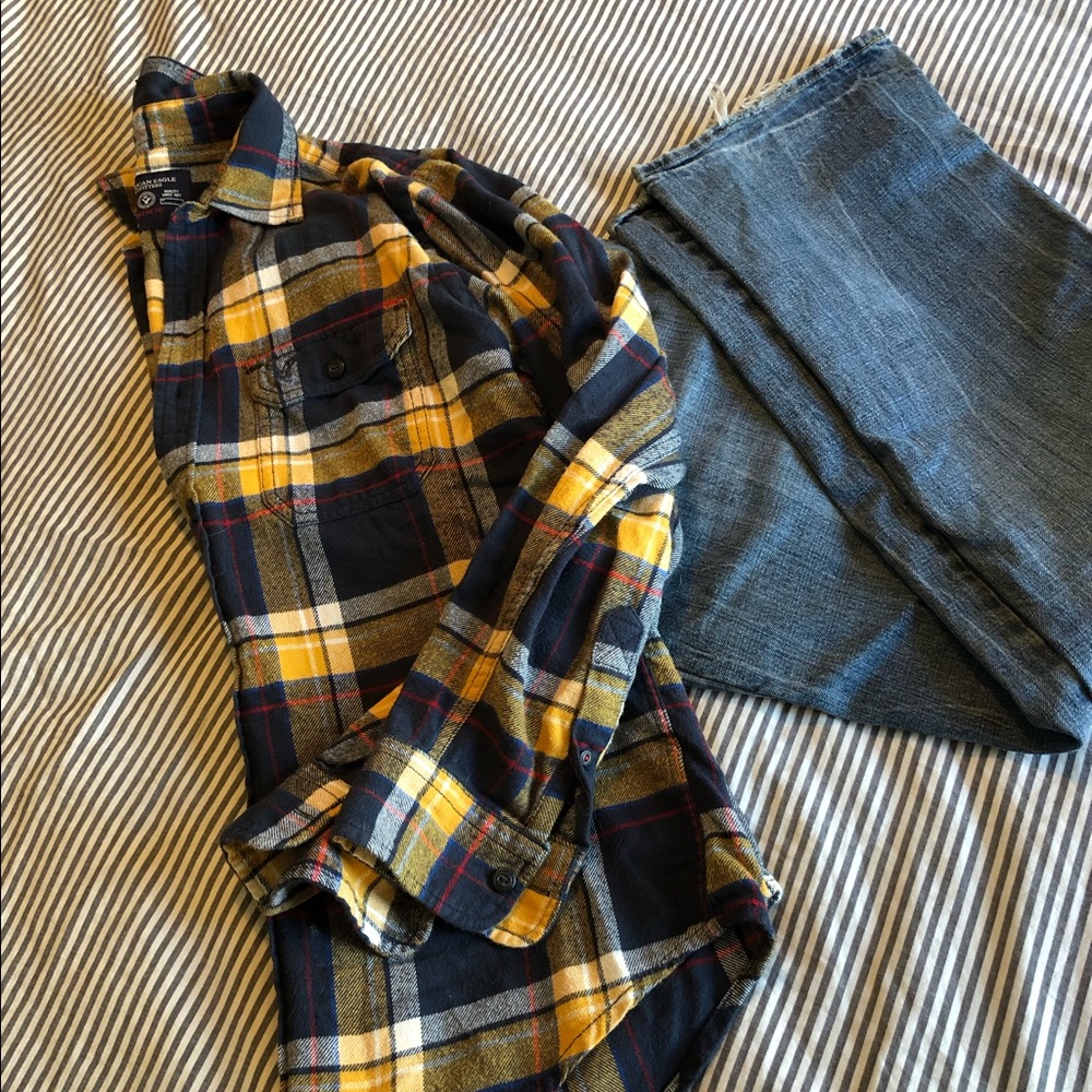 AEO Flannel Plaid Button Shirt